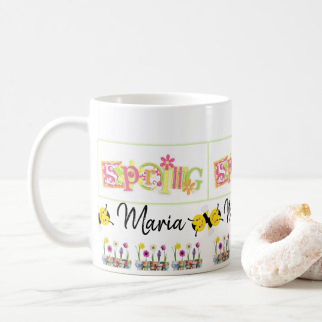 Spring Floral Bumblebee Mug (With Donut)