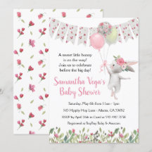 Spring Floral Bunny Baby Shower Invitation