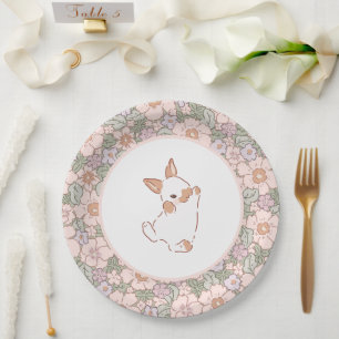 Spring Floral Bunny Easter-Themed Paper Plates