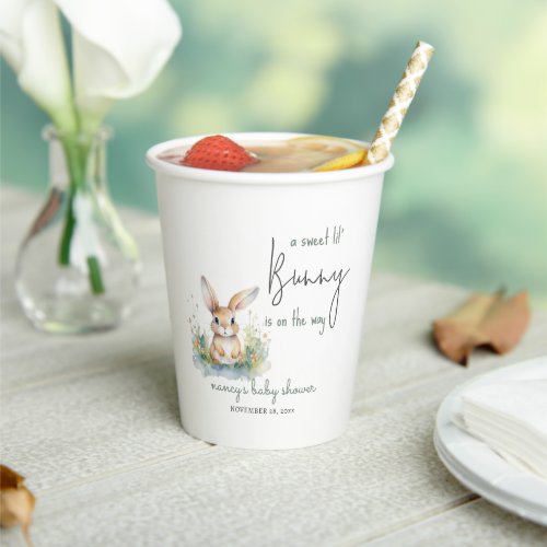 Spring Floral Bunny Neutral Baby Shower Paper Cups