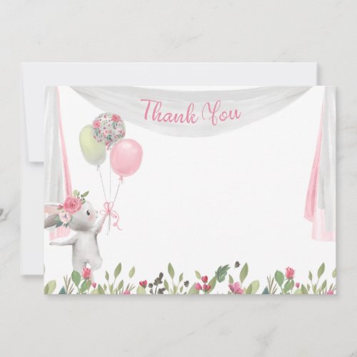 Spring floral bunny thank you card