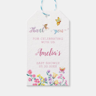Spring Floral Butterfly Baby Shower Favor Gift Tags