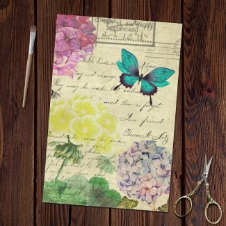 Spring Floral Butterfly Ephemera tissue paper