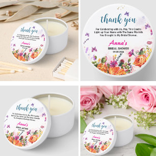 Spring Floral Butterfly Garden Bridal Showers Mini Candle Favors