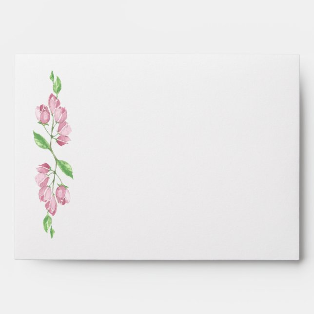 Spring Floral Cherry Blossom Pink Wedding Art Envelope (Front)