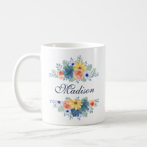 Spring Floral Chic Modern Personalized Name Coffee Mug