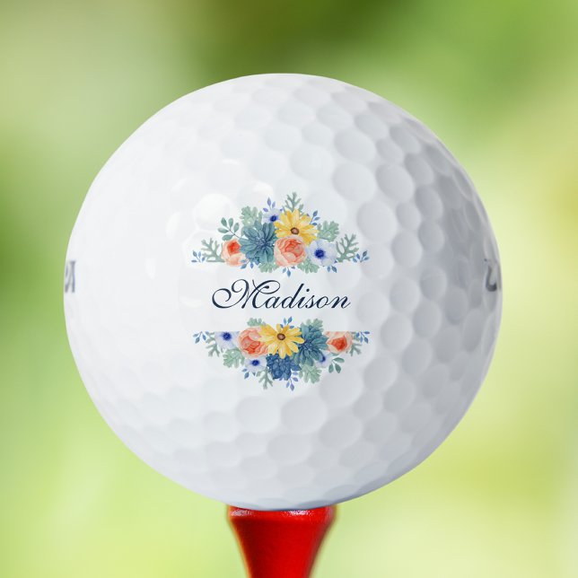 Spring Floral Chic Modern Personalized Name Golf Balls (Creator Uploaded)