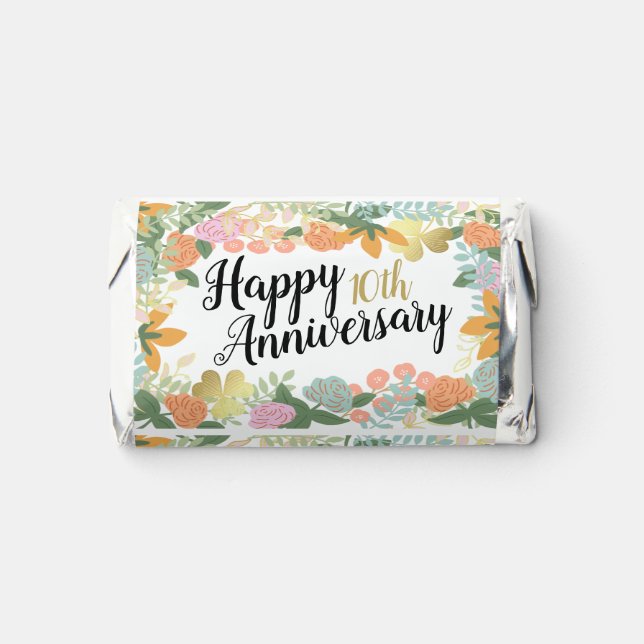 Spring Floral Clover Happy 10th Anniversary    Hershey's Miniatures (Front)