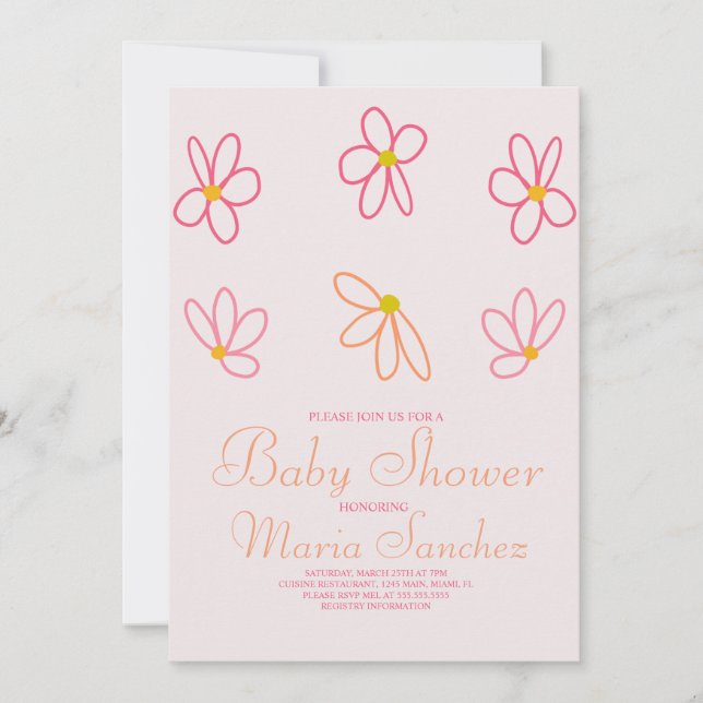 Spring Floral Colorful Daisies Garden Baby Shower  Invitation (Front)