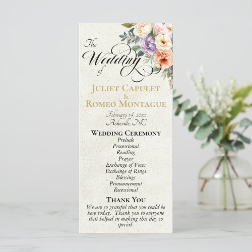 Spring Floral - Cream Wedding Program