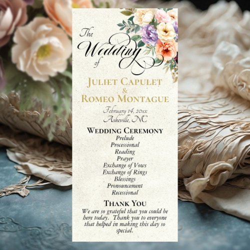 Spring Floral - Cream Wedding Program