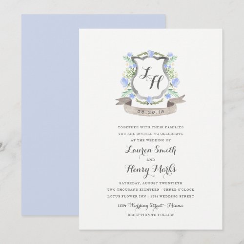 Spring Floral Crest Wedding Invitation