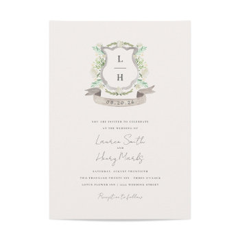 Spring Floral Crest Wedding Invitation by origamiprints at Zazzle