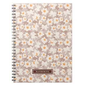 Spring Floral Daffodil Blooms | Brown Personalized Notebook