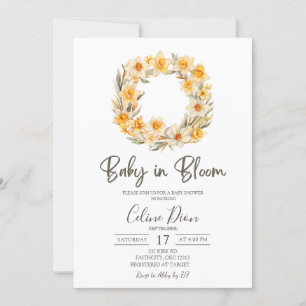 Spring Floral Daffodil Wreath Baby Shower  Invitation