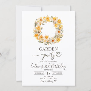 Spring Floral Daffodil Wreath Birthday Party Invitation