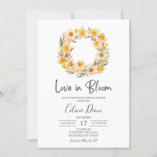 Spring Floral Daffodil Wreath Bridal Shower Invitation