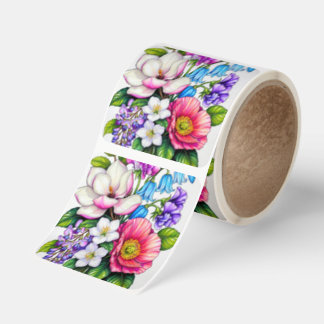 Spring floral design sticker roll 