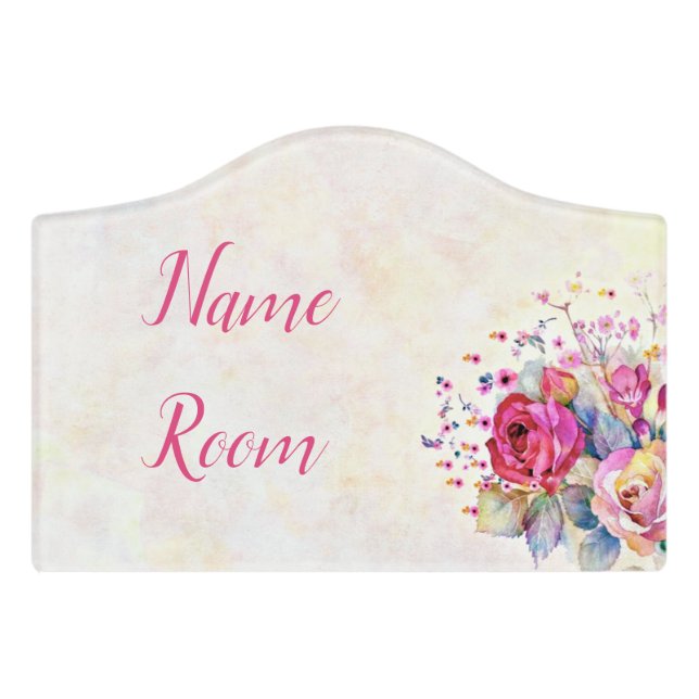 Spring floral  door sign (Small Crest Front)