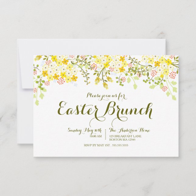 Spring Floral Easter Brunch Invitation (Front)