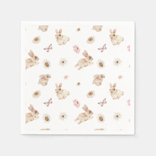 Spring Floral Easter Bunny Baby Shower Napkins