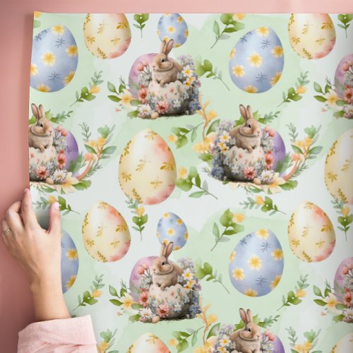 Spring Floral Easter Bunny Celebration Wrapping Paper