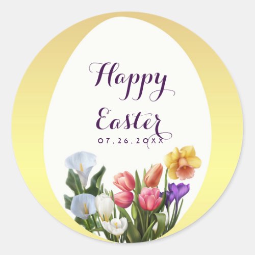 Spring Floral Easter Egg Bridal Shower Elegant Classic Round Sticker