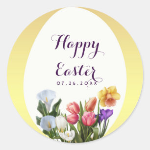 Spring Floral Easter Egg Bridal Shower Elegant Classic Round Sticker