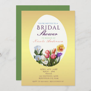Spring Floral Easter Egg Bridal Shower Invitations