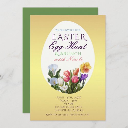 Spring Floral Easter Egg Hunt Elegant Invitations