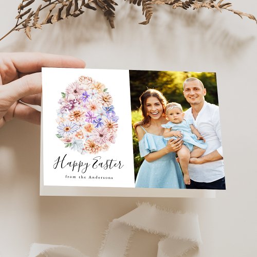 Spring Floral Easter Egg Photo Holiday Card