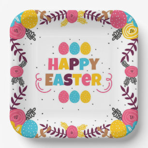 Spring Floral Easter Paper Plate