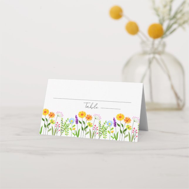 Spring Floral Elegant Wedding Place Card (Front)