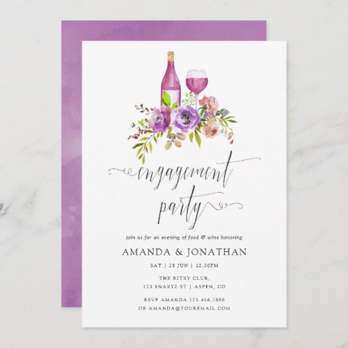 Spring Floral Engagement Party Wine Tasting Invitation