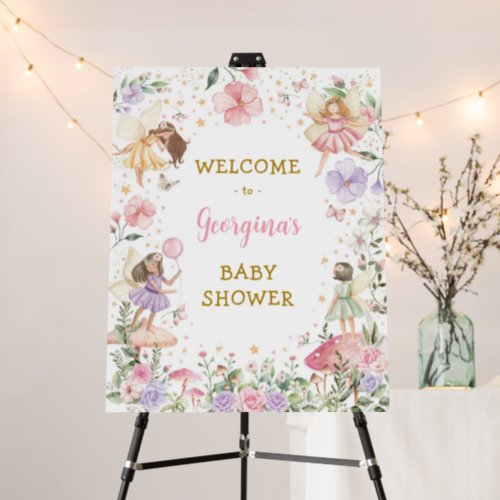 Spring Floral Fairy Garden Baby Shower Welcome Foam Board