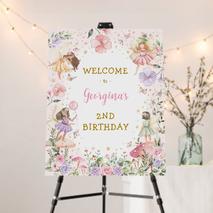 Spring Floral Fairy Garden Birthday Party Welcome Foam Board