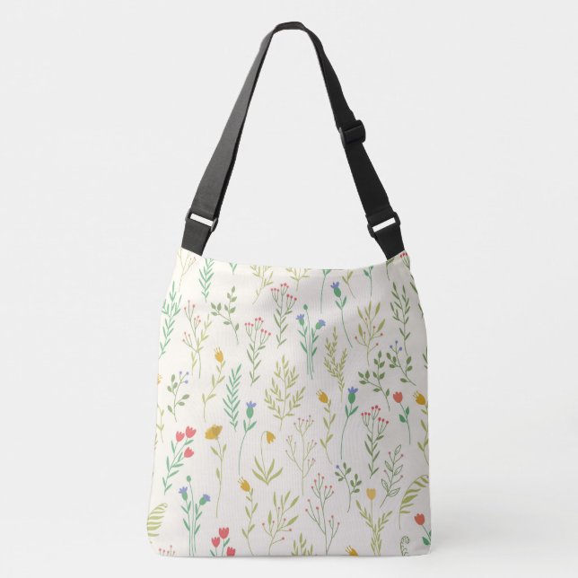 Spring Floral Flower Pattern Crossbody Bag (Front)