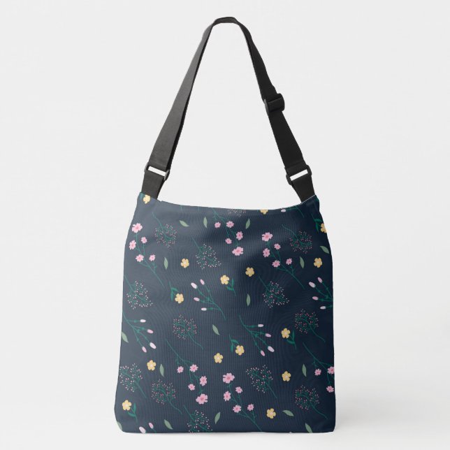 Spring Floral Flower Pattern Crossbody Bag (Front)