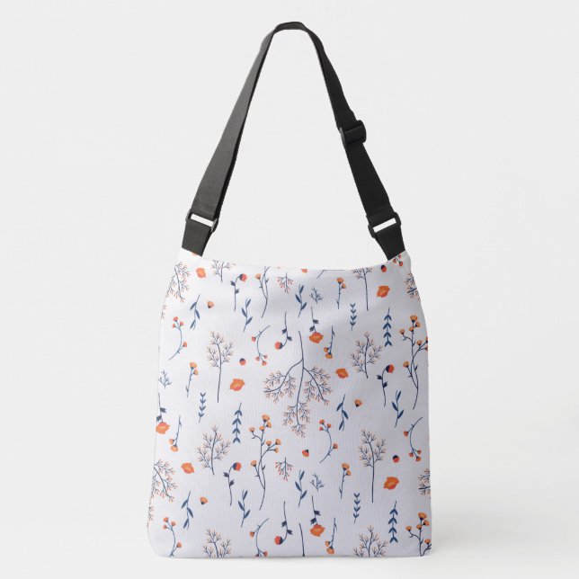 Spring Floral Flower Pattern Crossbody Bag (Front)