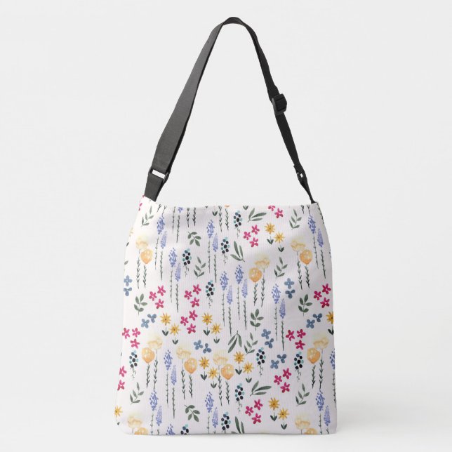 Spring Floral Flower Pattern Crossbody Bag (Back)