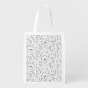 Spring Floral Flower Pattern Reusable Grocery Bag