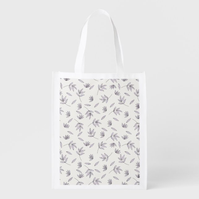 Spring Floral Flower Pattern Reusable Grocery Bag (Front)