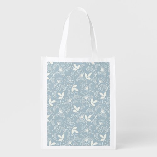 Spring Floral Flower Pattern Reusable Grocery Bag