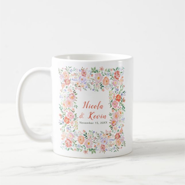 Spring Floral Flowers Wedding  Coffee Mug (Left)