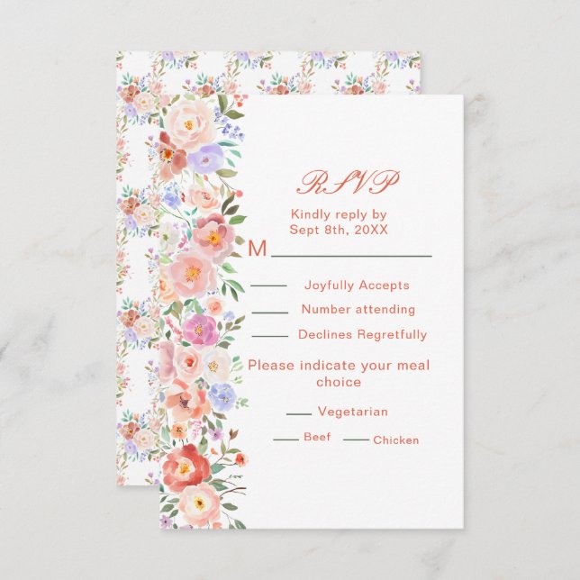 Spring Floral Flowers Wedding RSVP (Front/Back)