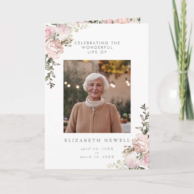 Spring Floral Folded Celebration of Life Program (Front)