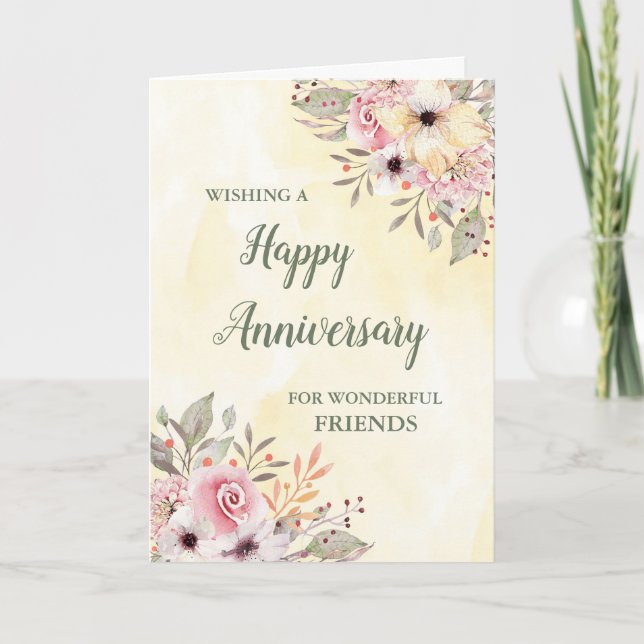 Spring Floral Friends Wedding Anniversary Card (Front)