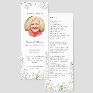 Spring Floral Funeral Prayer Card Bookmark
