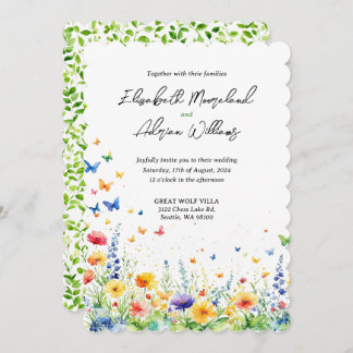 Spring Floral Garden Butterflies Invitation