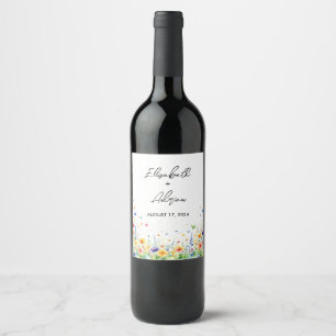 Spring Floral Garden Butterflies Wine Label